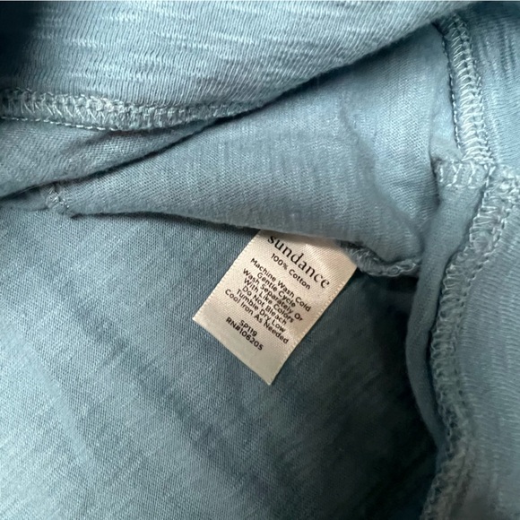 Sundance Shirt Womens XS Blue Hooded Long Sleeve Cotton Cross Hem Pullover - Picture 4 of 6